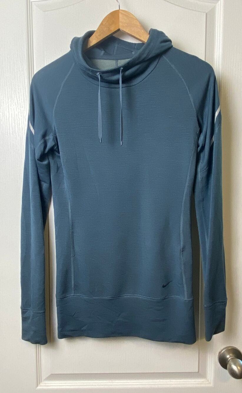 Nike Dri-Fit Hoodie Wool Blend Teal Gray Pullover Athletic Women's Size X-Small